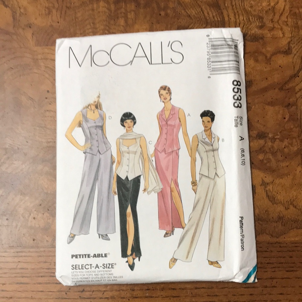 Vtge UNCUT McCalls 8533 Women's Wide Pants Long Skirt Vest Evening Sz 6 8 10